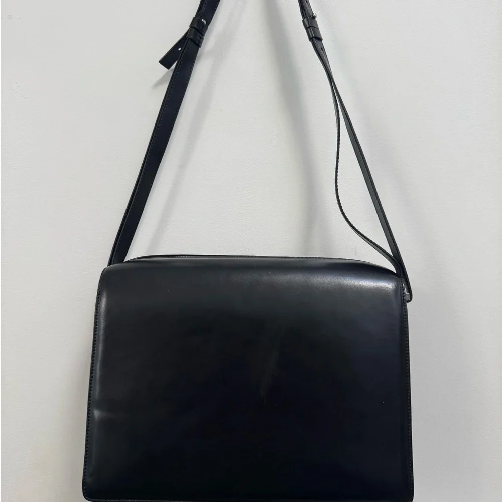 & Other Stories Black Leather Messenger Bag - Picture 7 of 10